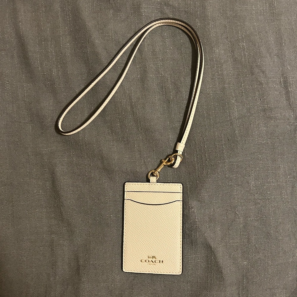 Coach Chalk/Gold Lanyard Cardholder